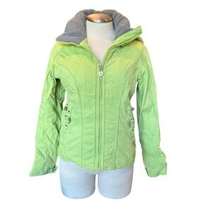 NILS Lime Green Insulated Ski Jacket Hooded‎ Nylon Snow Coat Women's Size 2